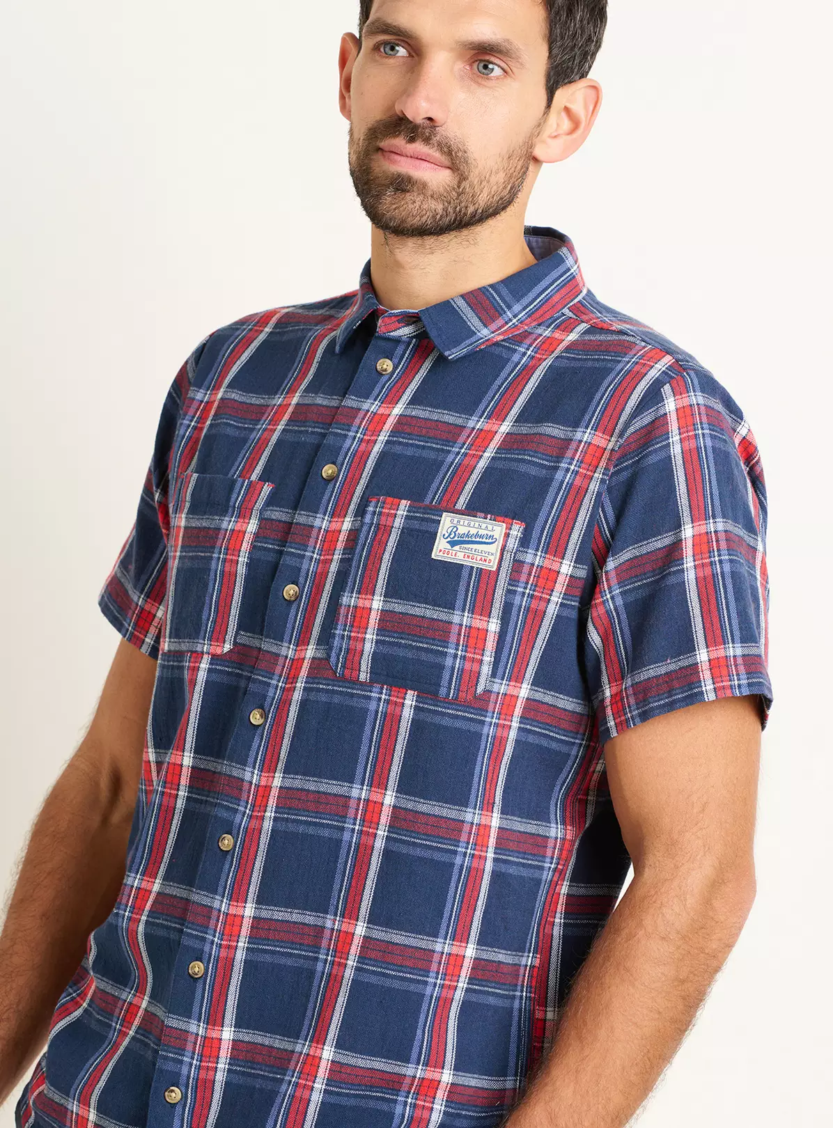 BRAKEBURN Navy Check Short Sleeve Shirt XXL 7 BRAKEBURN Navy Check Short Sleeve Shirt XXL - Image 5