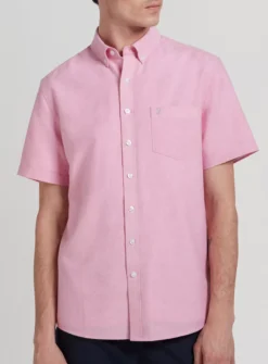 FARAH Drayton Short Sleeve Button Down Oxford Shirt XXL -The Sleek Ward Sales tuc144206331 Pink R Z003A