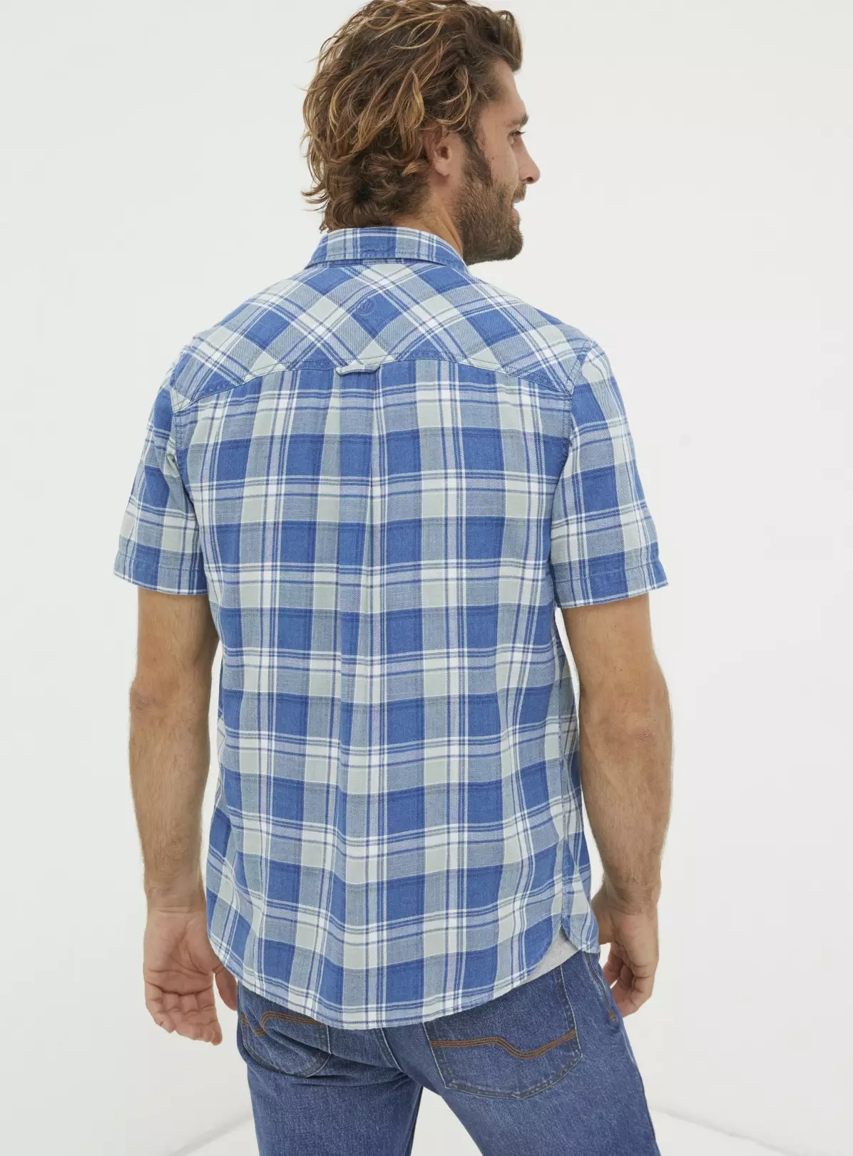 FATFACE Bodmin Indigo Check Shirt S 6 FATFACE Bodmin Indigo Check Shirt S - Image 4