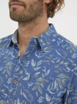 FATFACE Indigo Leaf Print Shirt XXXL