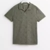 Khaki Notch Neck Textured Polo ShirtXXL 1 Khaki Notch Neck Textured Polo ShirtXXL -The Sleek Ward Sales tuc144415774 Khaki R Z003A