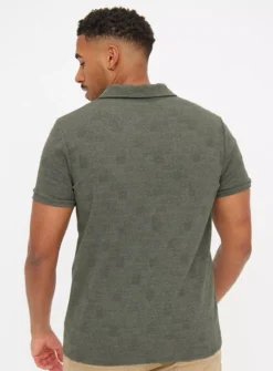 Khaki Notch Neck Textured Polo ShirtM 9 Khaki Notch Neck Textured Polo ShirtM -The Sleek Ward Sales tuc144415774 Khaki R Z005A 1