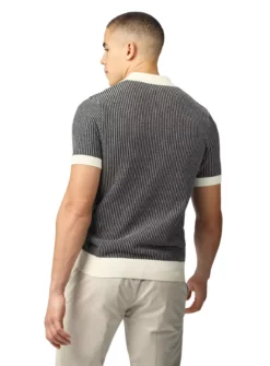 BEN SHERMAN Bicolour Zip Neck Polo XL