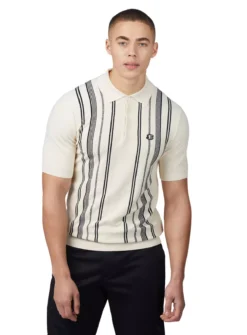 BEN SHERMAN Crinkle Cotton Stripe Polo XL -The Sleek Ward Sales tuc144421146 Ivory R Z001A