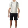 BEN SHERMAN Crinkle Cotton Stripe Polo XL -The Sleek Ward Sales tuc144421146 Ivory R Z002A