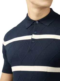 BEN SHERMAN Argyle Stripe Polo S