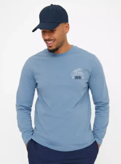 Blue Japanese Graphic Long Sleeve T-Shirt M 10 Blue Japanese Graphic Long Sleeve T-Shirt M -The Sleek Ward Sales tuc144460671 Blue R Z002A 1