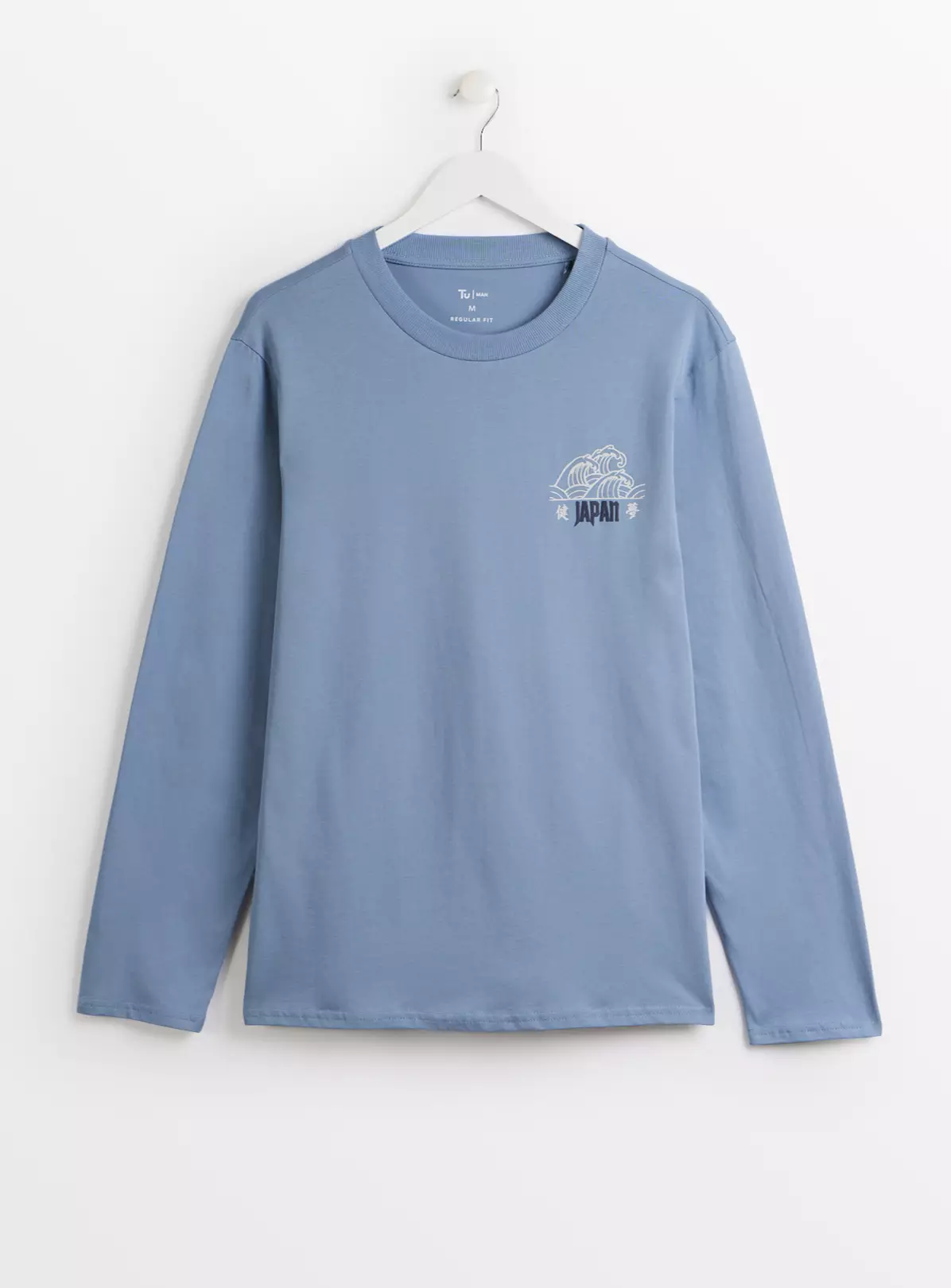 Blue Japanese Graphic Long Sleeve T-Shirt M 3 Blue Japanese Graphic Long Sleeve T-Shirt M