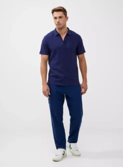 FRENCH CONNECTION Short Sleeve Ottoman Polo Shirt XXL -The Sleek Ward Sales tuc144497036 Navy R Z002A