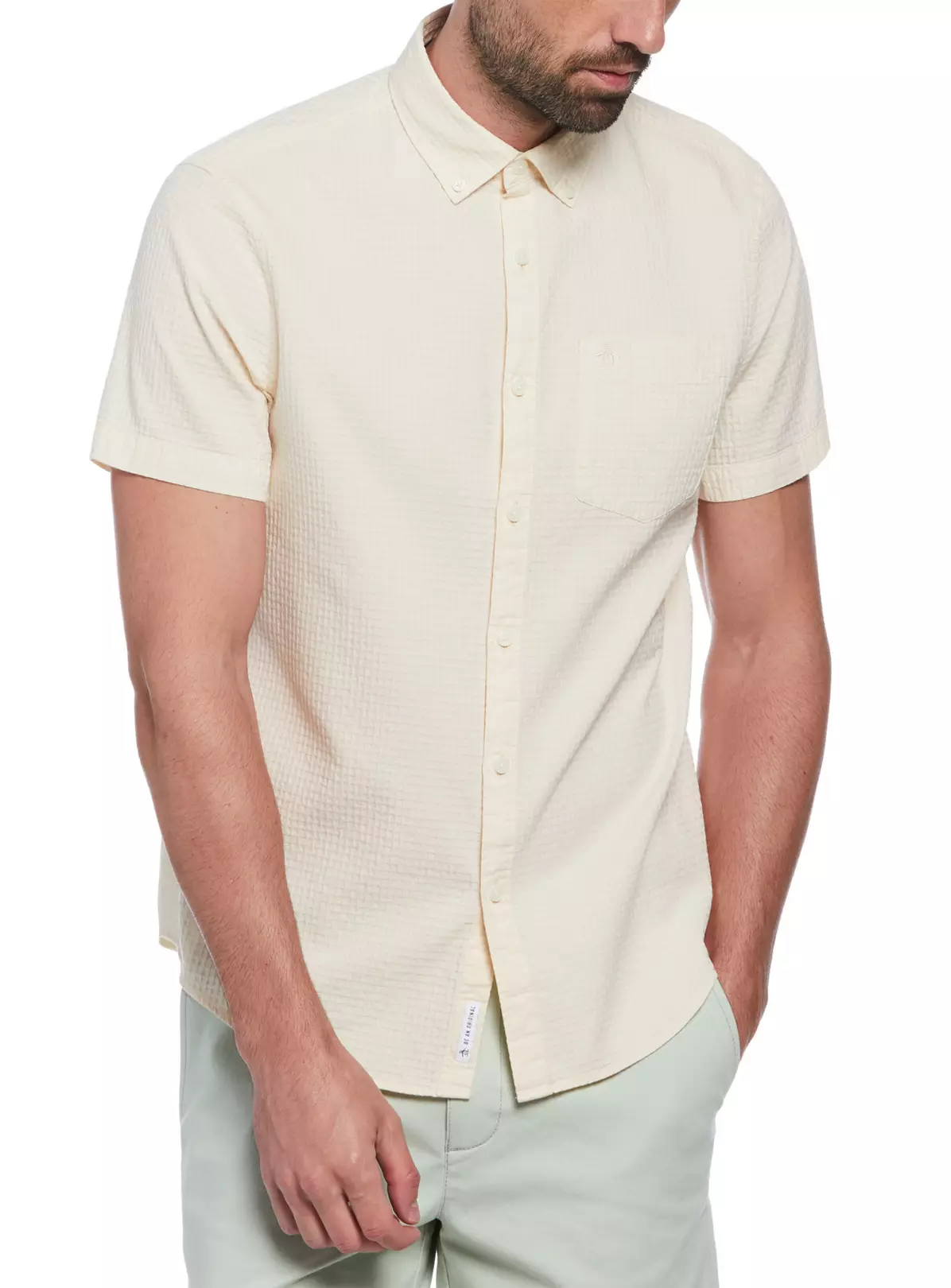 ORIGINAL PENGUIN Short Sleeve Cotton Textured Shirt L 5 ORIGINAL PENGUIN Short Sleeve Cotton Textured Shirt L - Image 3