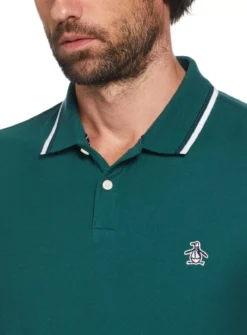 ORIGINAL PENGUIN Tipped Pique Polo M -The Sleek Ward Sales tuc144526239 Green R Z002A