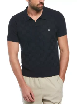 ORIGINAL PENGUIN Cotton Jacquard Knit Polo XXL -The Sleek Ward Sales tuc144526749 Navy R Z001A